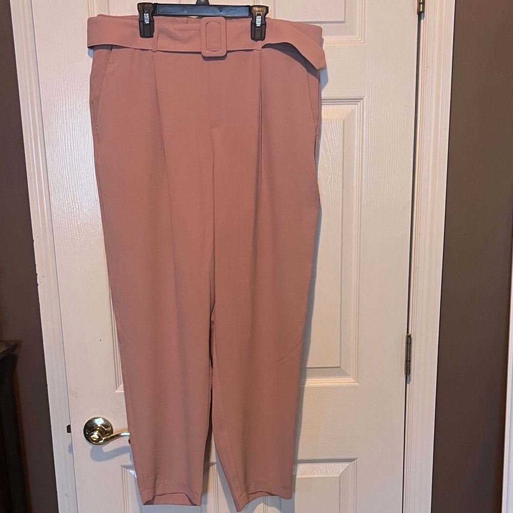 Soho Apparel Blush Belted Trousers